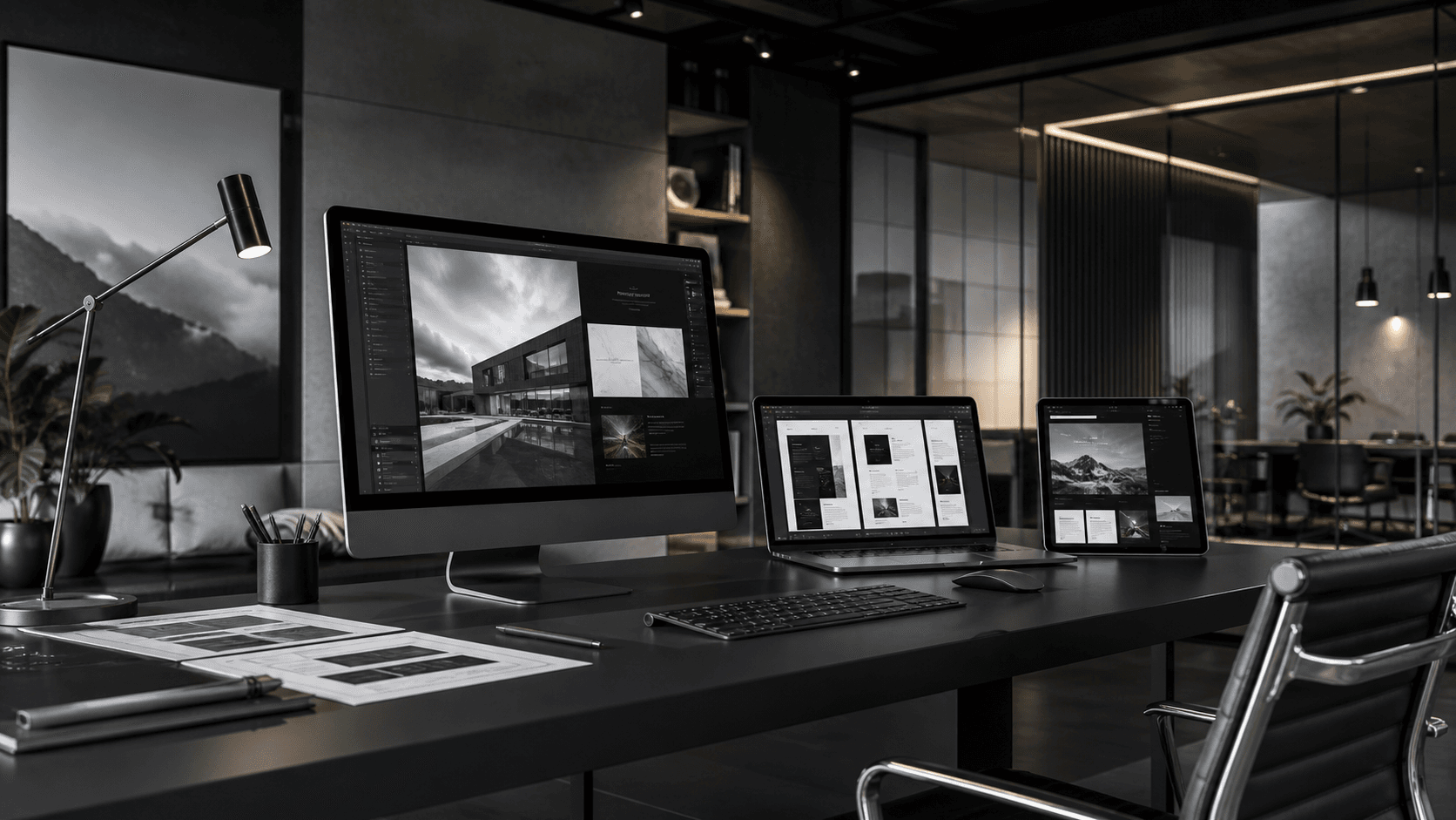 Custom web design studio workspace