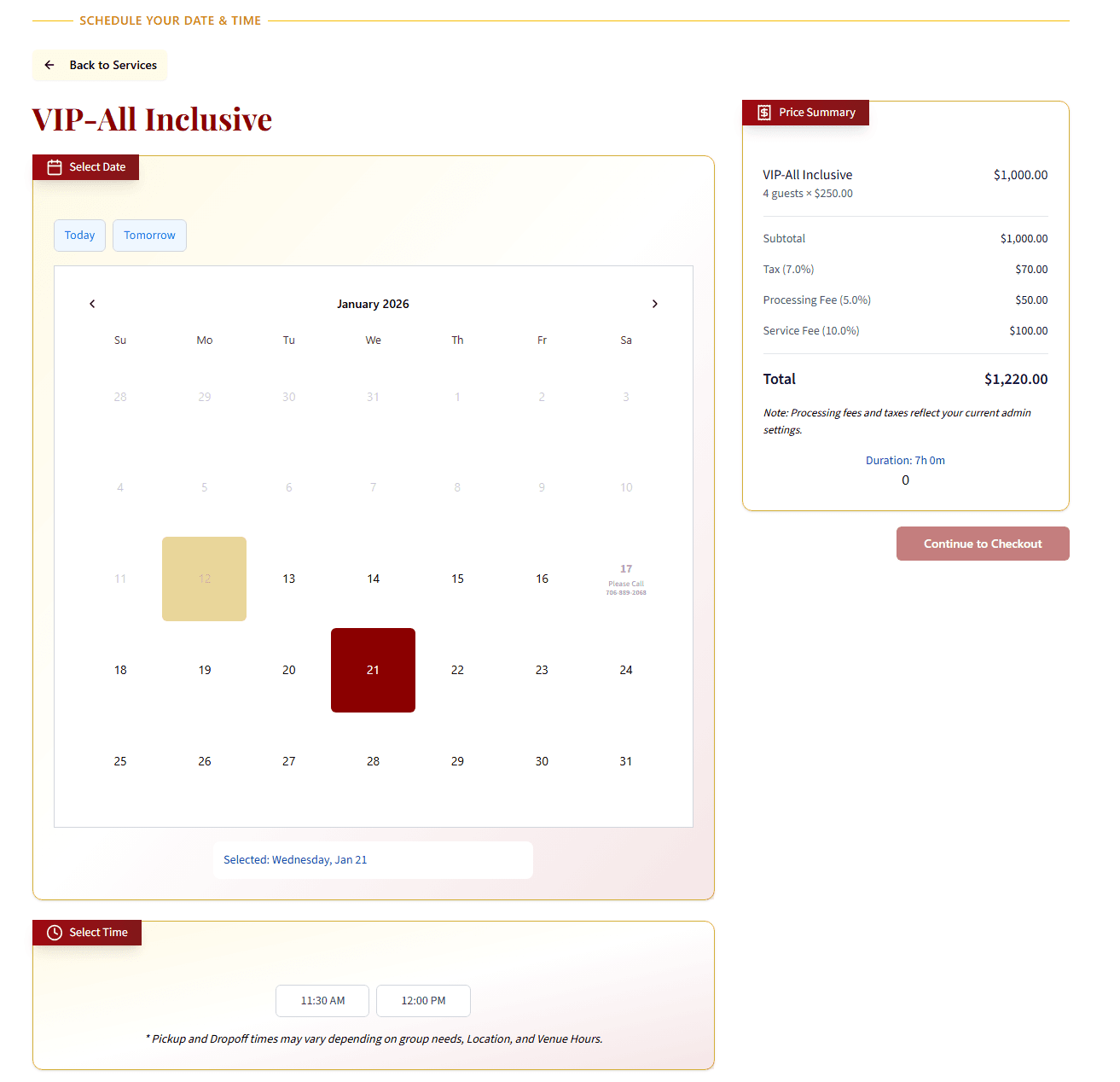 Custom booking software dashboard interface