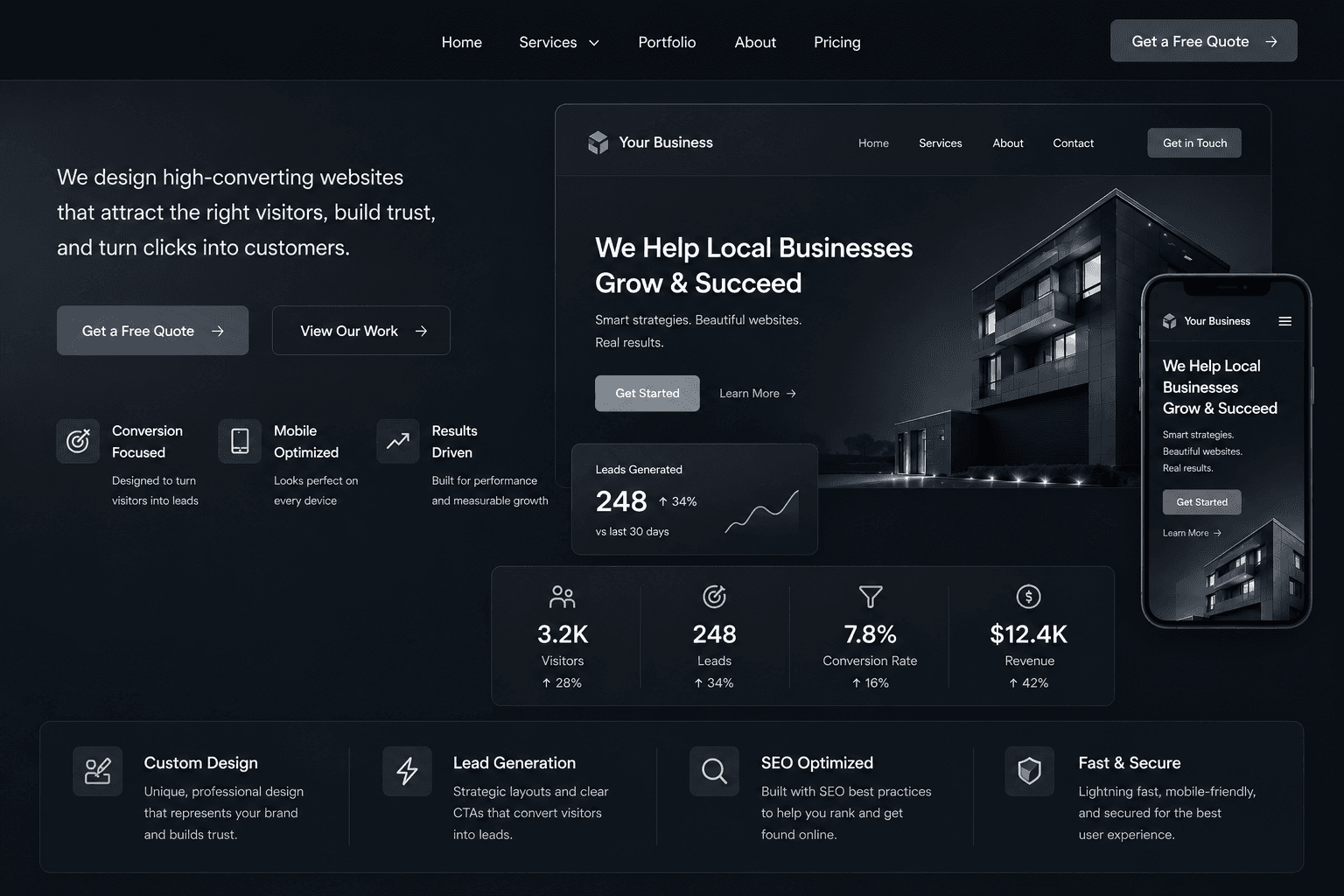 Small business web design — custom-built website for a local business