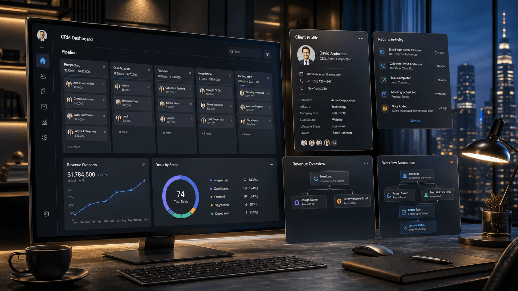 Custom CRM — pipeline, contact, and activity management dashboard