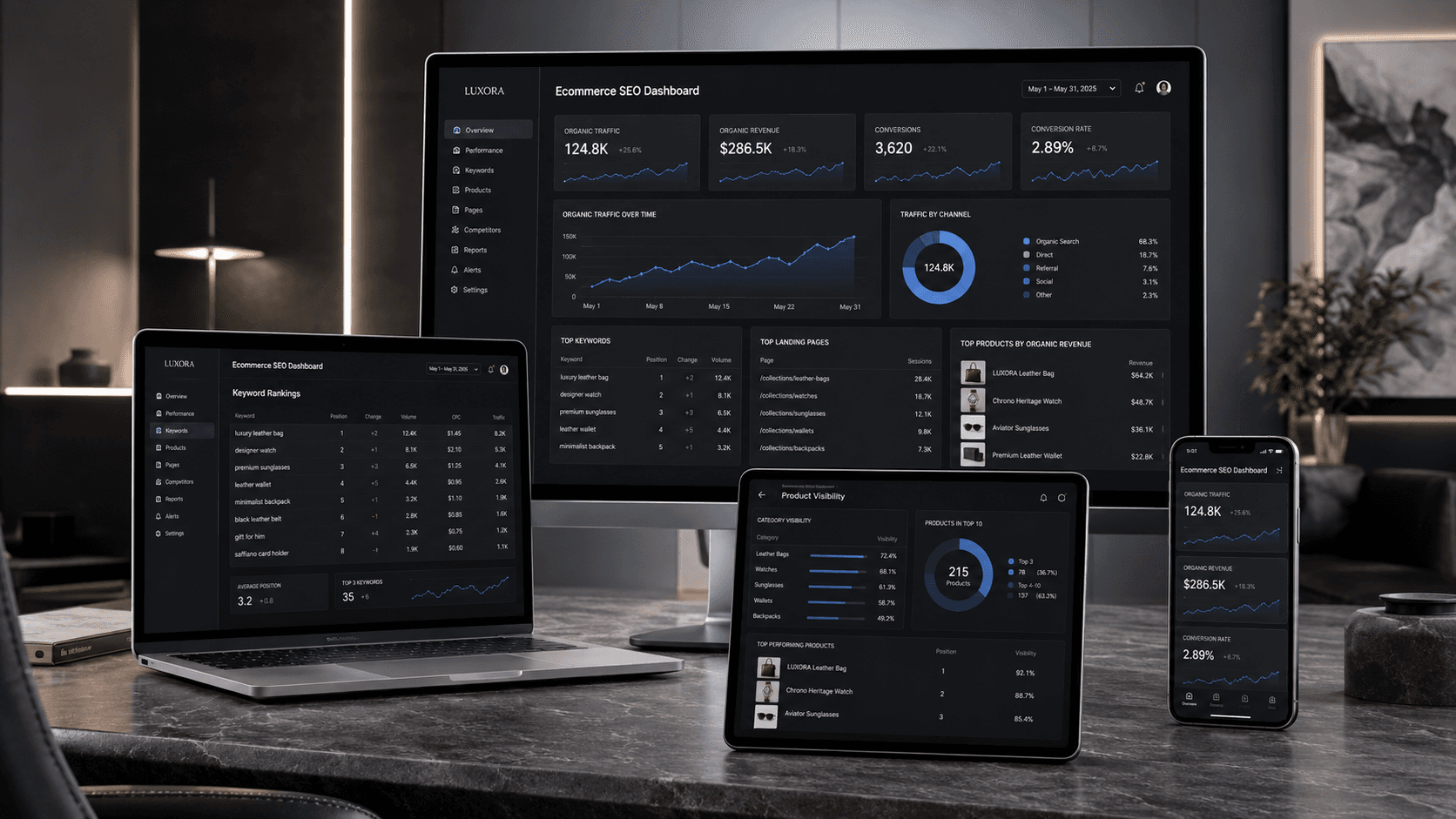 Ecommerce SEO — performance dashboard and product visibility