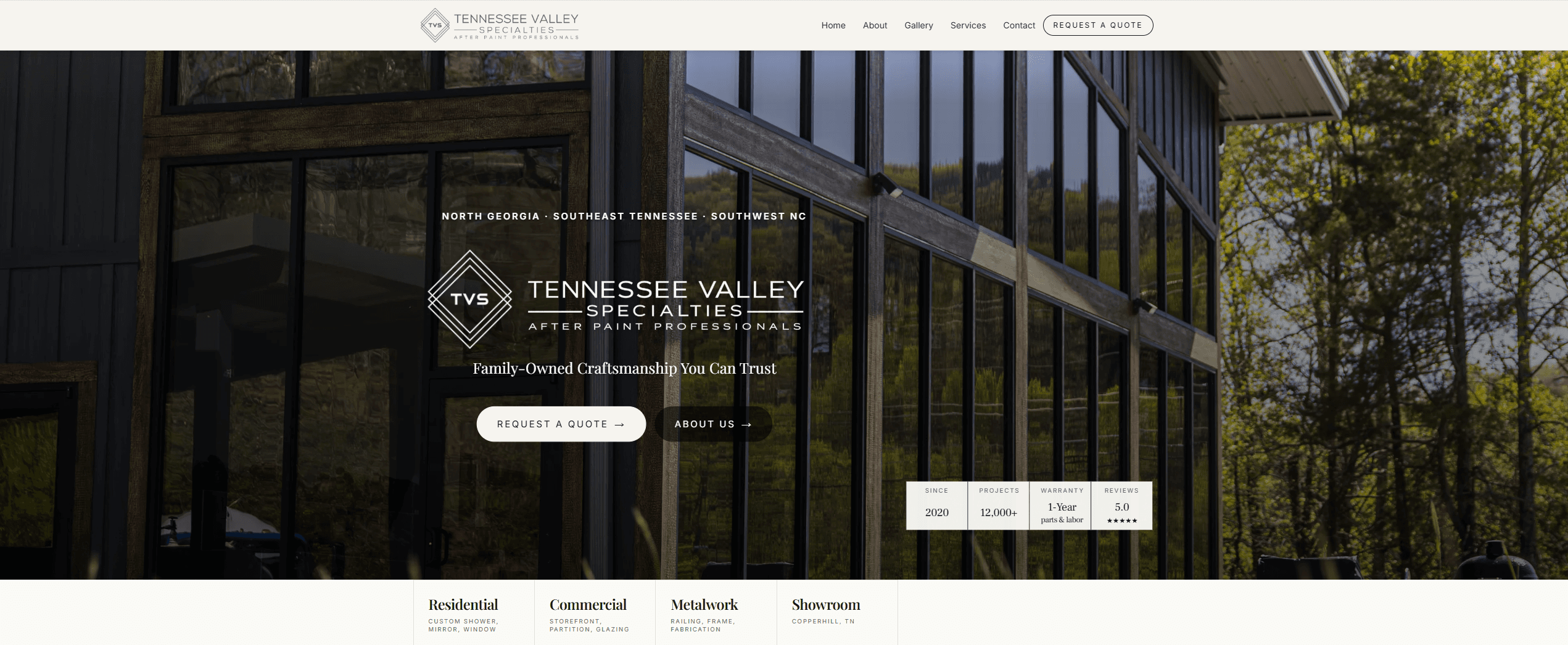 Tennessee Valley Specialties homepage built by SommeTech LLC
