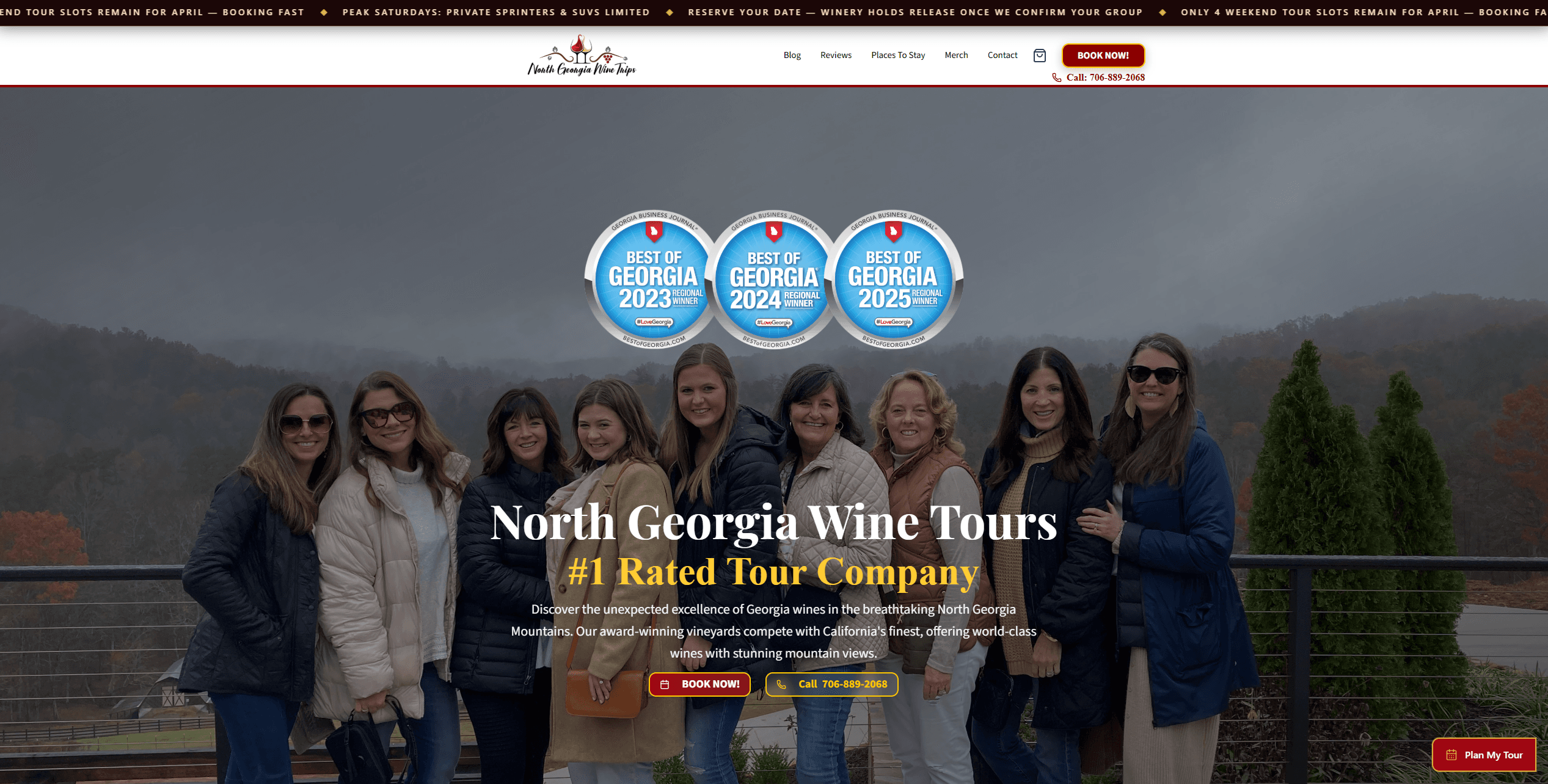 North Georgia Wine Tours homepage built by SommeTech LLC