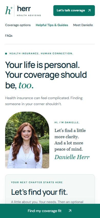 Herr Health Advising homepage at a mobile viewport