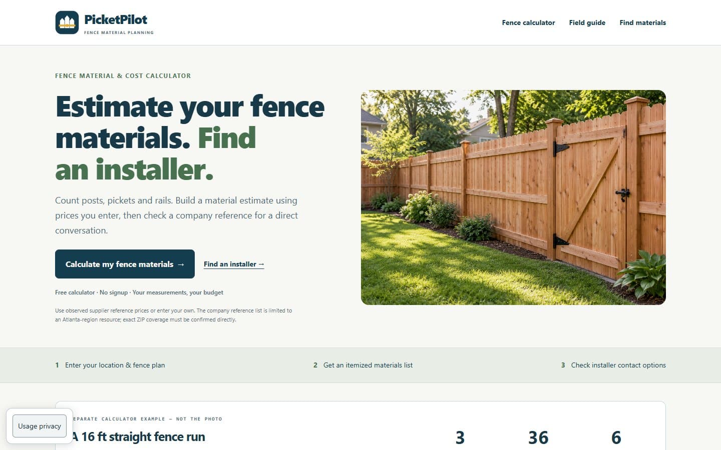 PicketPilot homepage at a desktop viewport