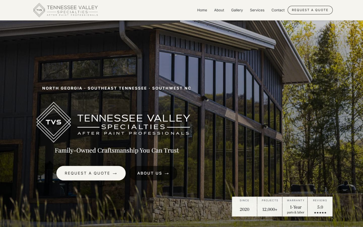 Tennessee Valley Specialties public homepage, captured October 2026