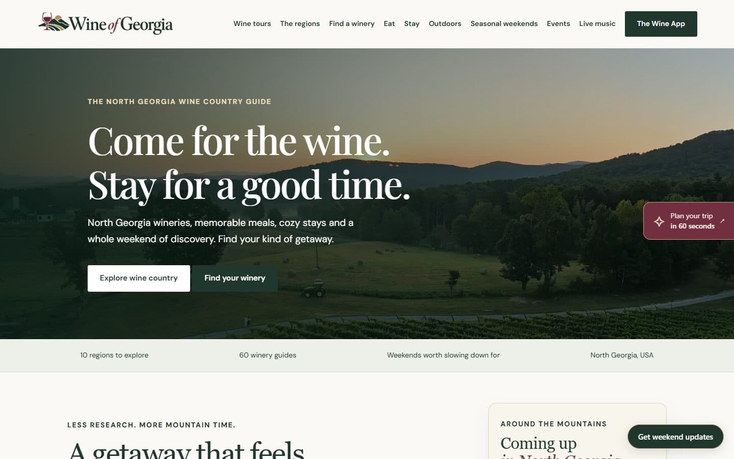 Wine of Georgia homepage at a desktop viewport